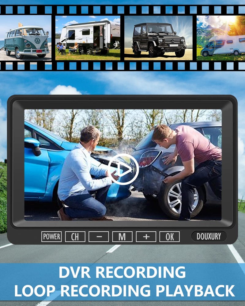 DOUXURY RV Backup Camera Wireless DOUXURY IP69 Waterproof 170Â° Wide View Angle HD 1080P Rear View Camera + HD LCD 7" Monitor, Digital Wireless Camera System for RV Truck 5th Wheel Trailer Pickup Camper Bus - Image 3